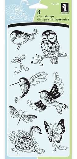 Inkadinkado Clear Stamp Set - Patterned Birds & Bugs
