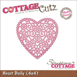 CottageCutz Die 4"X4" - Heart Doily