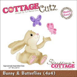 CottageCutz Die 4"X4" - Bunny & Butterflies