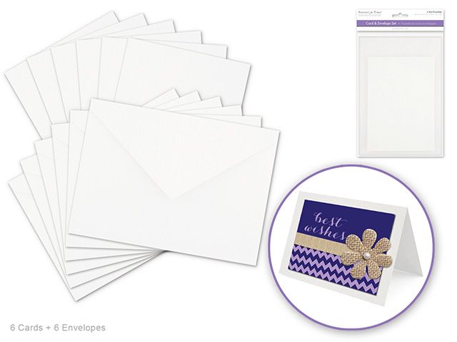 Forever in Time Card & Envelope Sets 6x 4.5\"x6\" - White