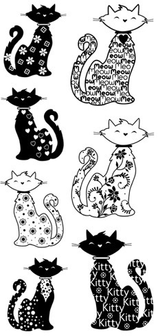 Inkadinkado Clear Stamp Set - Patterned Cats