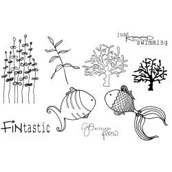 Unity Cling Rubber Stamps 5.5"X7.25" Fishy Philosophy
