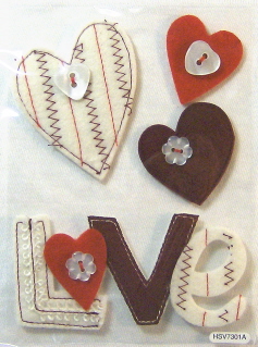Handmade Art Felt Stickers - Love Hearts