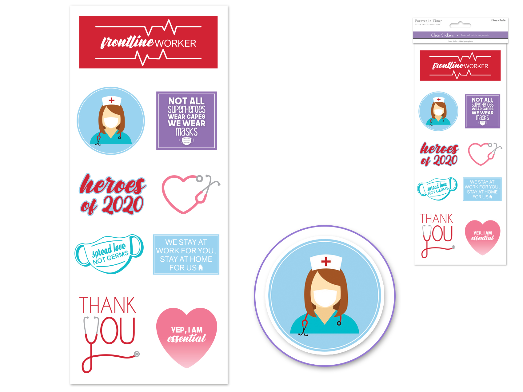 Forever In Time Clear Stickers - Healthcare Workers