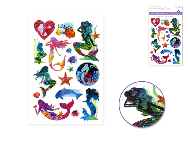 Forever In Time 3D Puffy Glitter Stickers - Mermaid