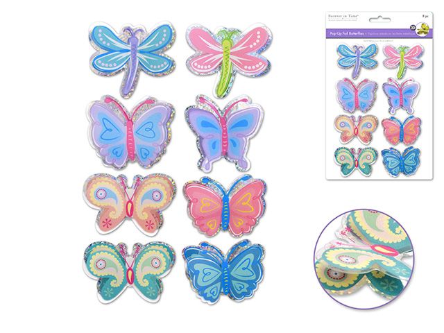 Forever In Time 3D Pop-Ups Foil Butterflies 8pc - Pastel Mix