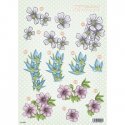 3D Die-Cut Decoupage Sheet Polka Dot Flowers:Violet & Blue