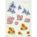 3D Die-Cut Decoupage Sheet Polka Dot Flowers:Blue Lily & Daisy