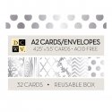 DCWV Boxed A2 Cards W/Envelopes (4.375"X5.75") White W/Silver Fo