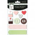 Grant Studios Paper Chic Designer 3D Stickers Tags - Pink