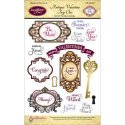 JustRite Stampers Clear Stamp Set - Antique Valentine Tags One