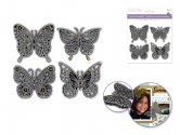 Forever In Time 3D Gem-Drop Butterflies 4pc - Silver