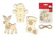 Holiday Wood: 3" Ornament Garland 3pc w/Jute Cord - Reindeer
