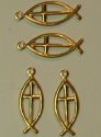 Charms-Brass Fish Crosses
