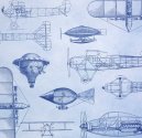 Scrapbooking Paper 12" x 12" - Blue Patterned Airplane