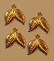 Charms-Brass Small Double Leaves