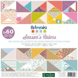 Artemio Single-Sided Paper Pad 12"X12" 180/Pkg Season's Colors,