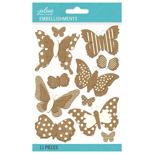 Jolee\'s Boutique Embellishments-Patterned Burlap Butterflies