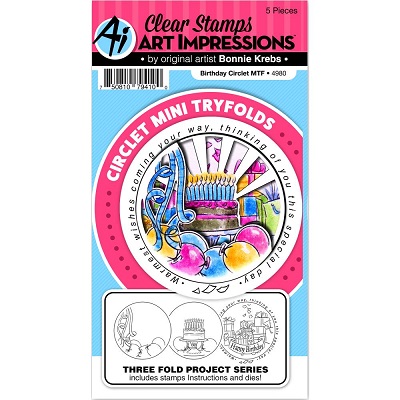 Art Impressions Circlet Mini TryFolds Stamp & Die Set Birthday