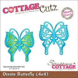 CottageCutz Die 4"X4" - Ornate Butterfly