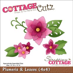 CottageCutz Die 4\"X4\" - Plumeria & Leaves