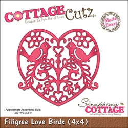 CottageCutz Die 4\"X4\" - Filigree Love Birds