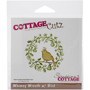 CottageCutz Die 3"X3" - Whimsy Wreath w/Bird