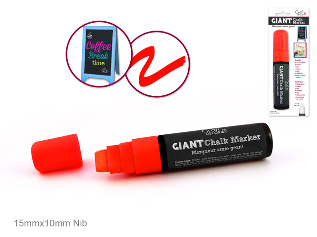 Craft Decor: Chalk-It-Up 15mm Giant Marker - Neon Red