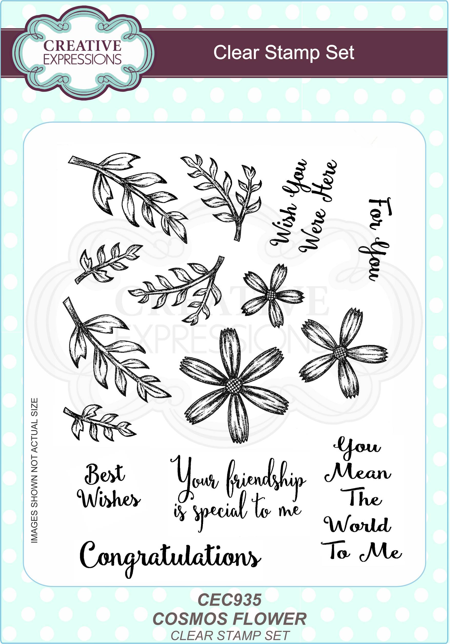 Creative Expressions Cosmos Flower Clear Stamp Set.