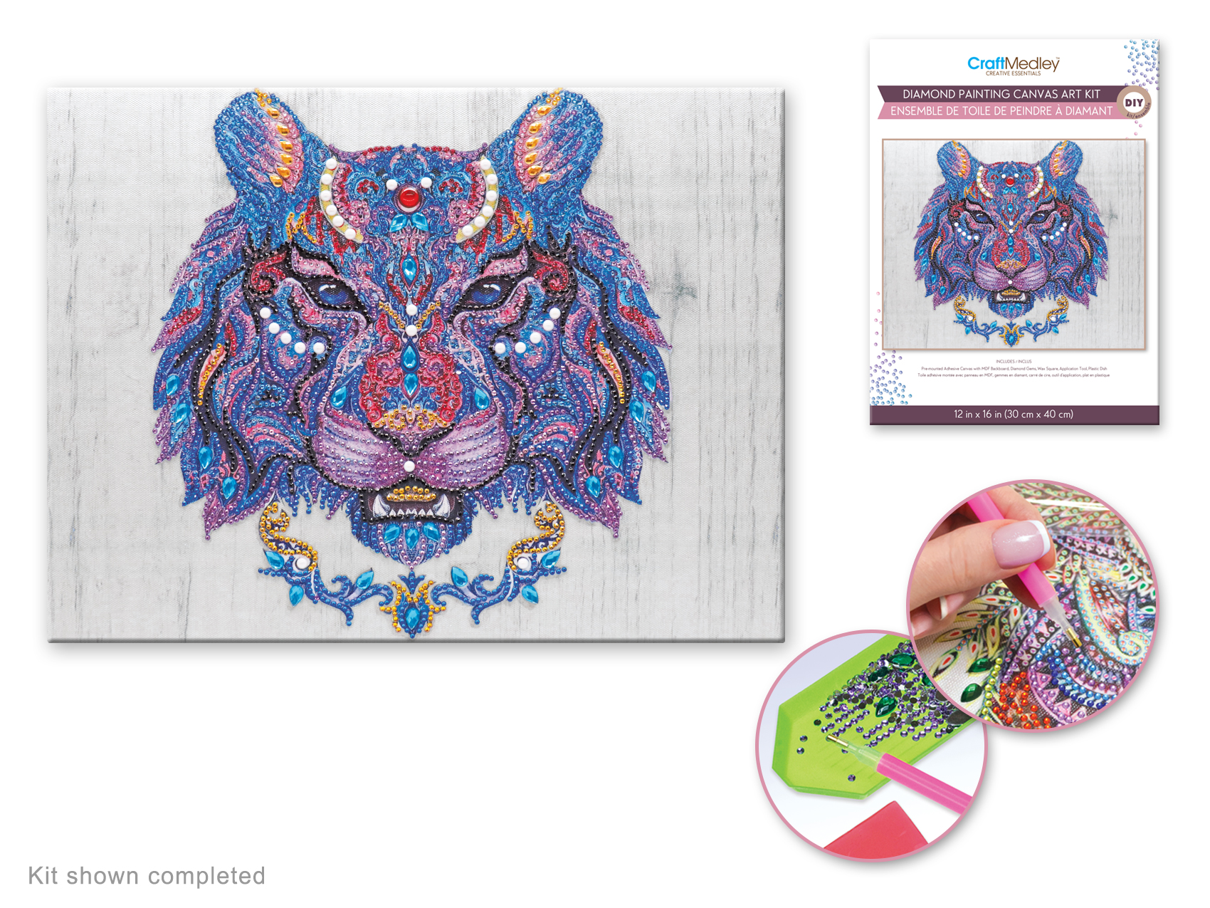 Craft Medley: Diamond Painting Art Kit 12\"x16\" - Tiger