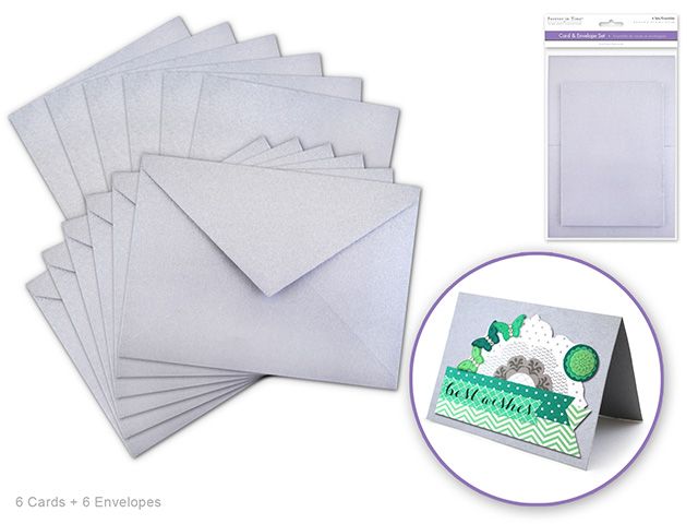 Forever in Time Card & Envelope Sets 6x 4.5\"x6\" - Silver