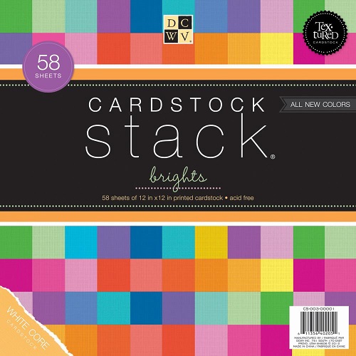 DCWV Cardstock Stack Textured Brights 12\" x 12\" - 58 sheets.