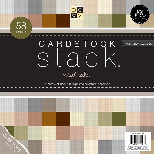DCWV Cardstock Stack Textured Neutrals 12\" x 12\" - 58 sheets.