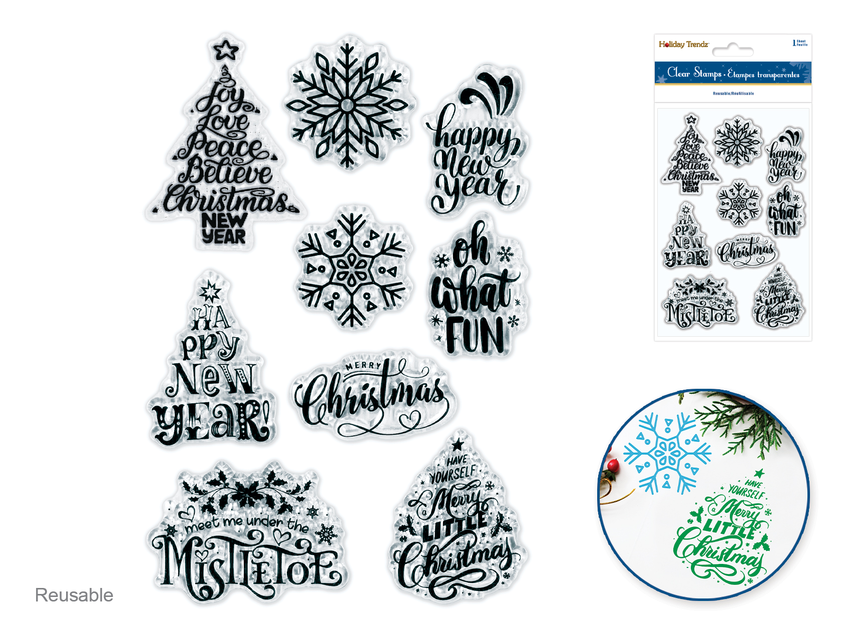 Forever in Time Holiday Trendz Clear Stamps - Holiday Sentiments