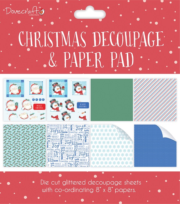 Dovecraft Christmas Decoupage & Paper Pad 8\"X8\" Red