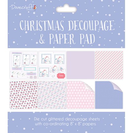 Dovecraft Christmas Decoupage & Paper Pad 8\"X8\" Purple