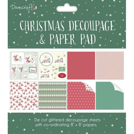 Dovecraft Christmas Decoupage & Paper Pad 8"X8" Green