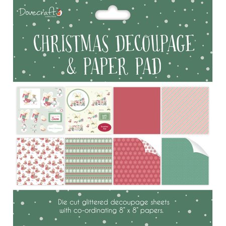 Dovecraft Christmas Decoupage & Paper Pad 8\"X8\" Green