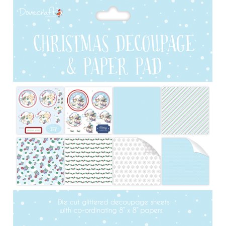 Dovecraft Christmas Decoupage & Paper Pad 8\"X8\" Blue