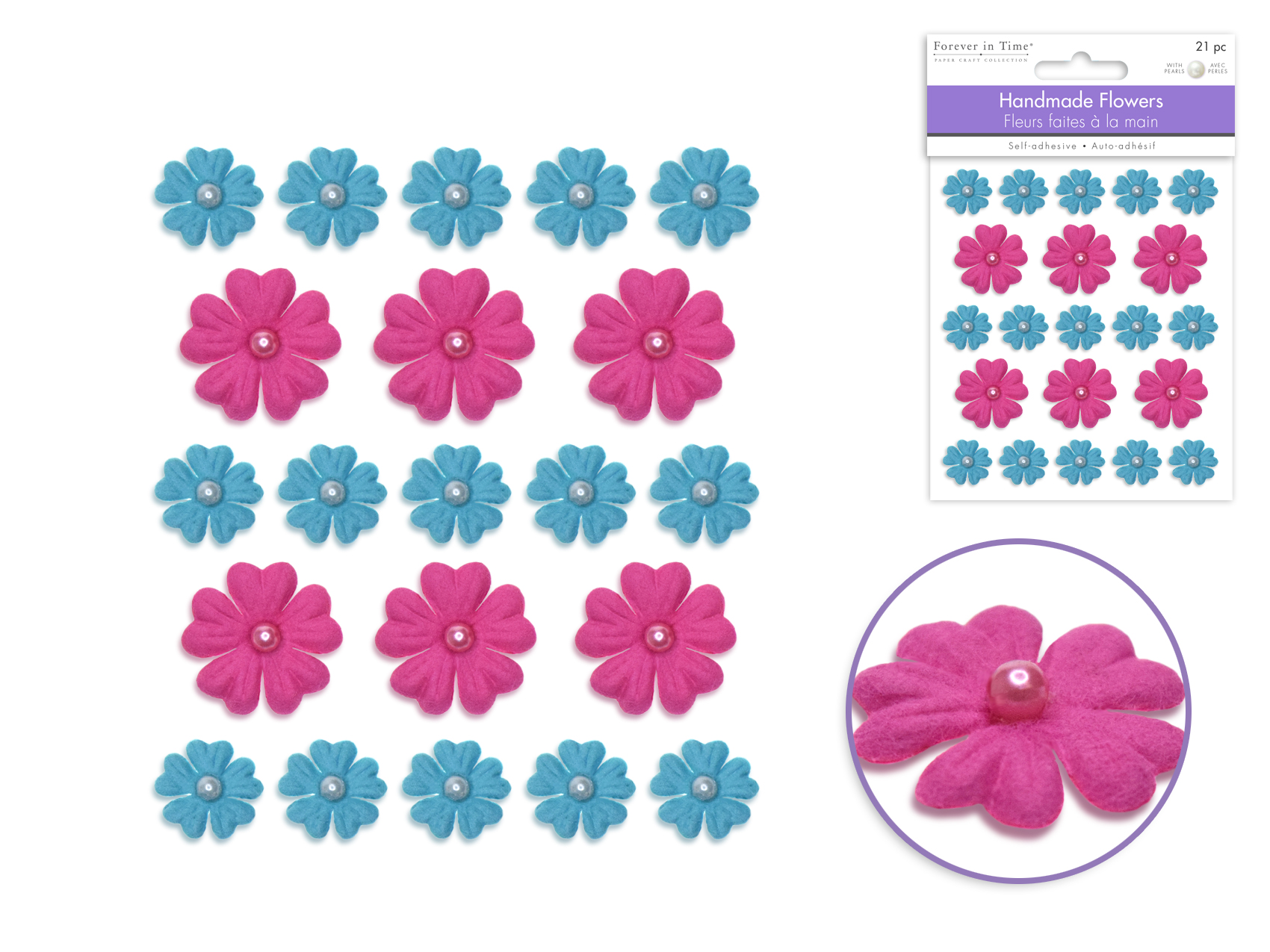 Forever in Time Handmade Paper Flowers 21pc w/Pearls - Bold