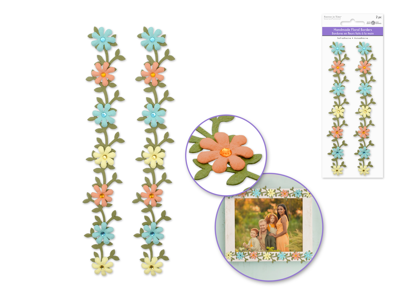Forever In Time Handmade Paper Floral Border Vine 2pc - Paradise