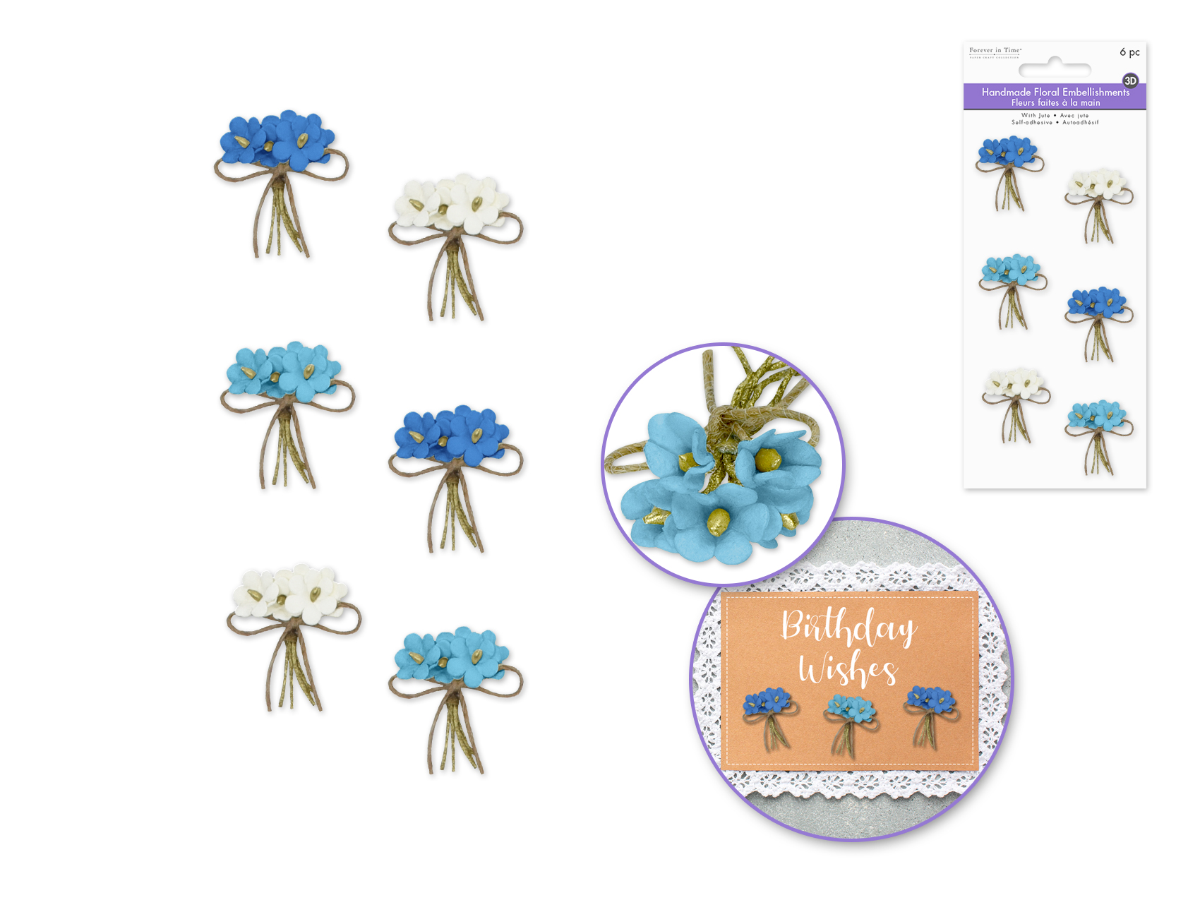 Forever in Time Handmade Floral Daisy Bouquets - Sky