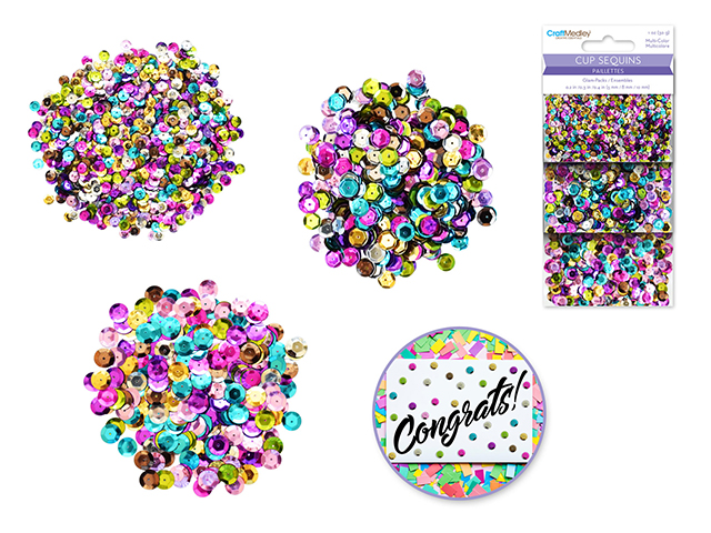 Craft Medley: Cup Sequins Glam Packs 30 gm 3 sizes - Laser