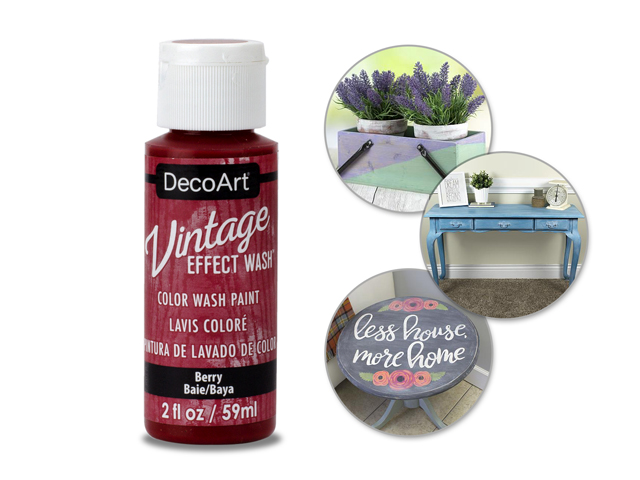 Decoart Paint: 2oz Vintage Effect Wash - Berry
