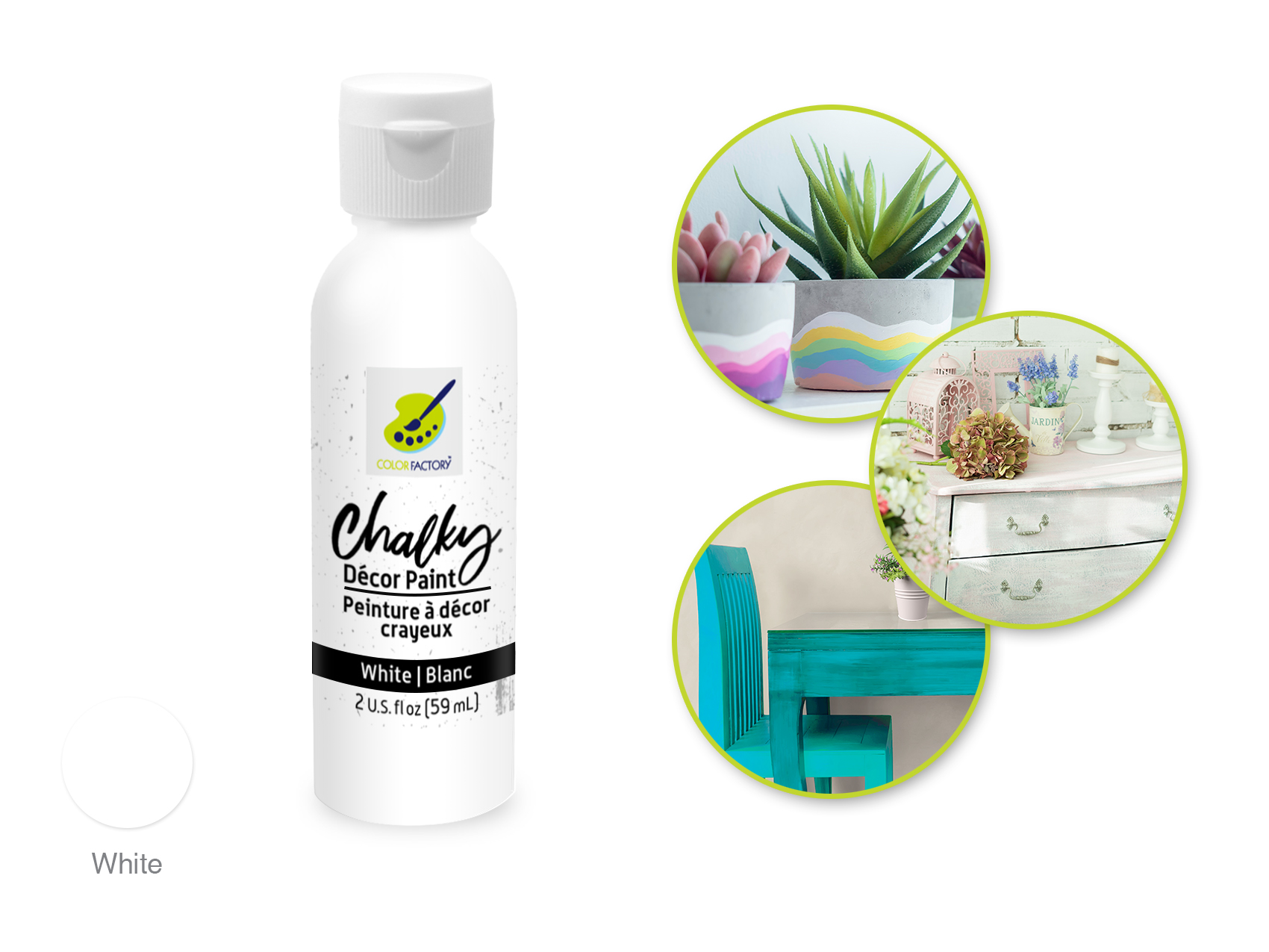 Color Factory Chalky Decor Paint 2oz - White