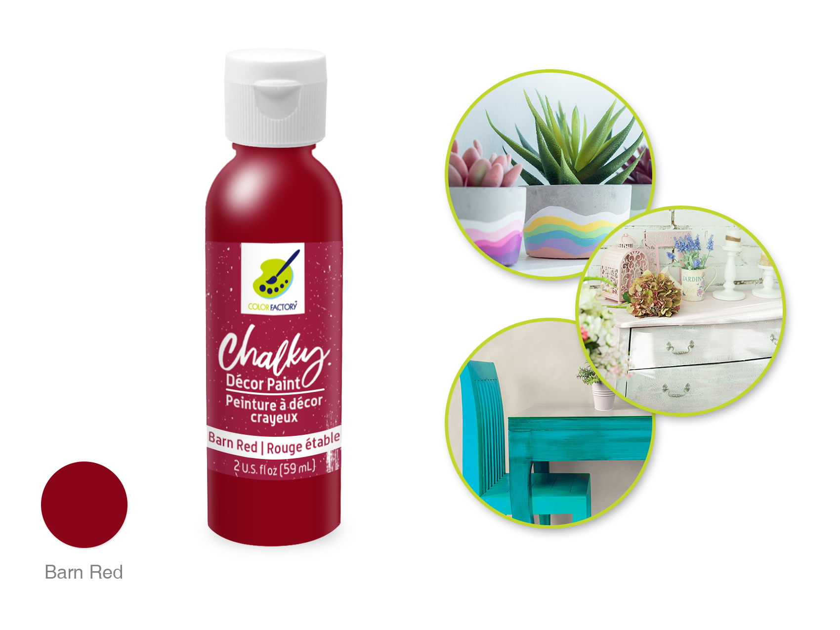 Color Factory Chalky Decor Paint 2oz - Barn Red