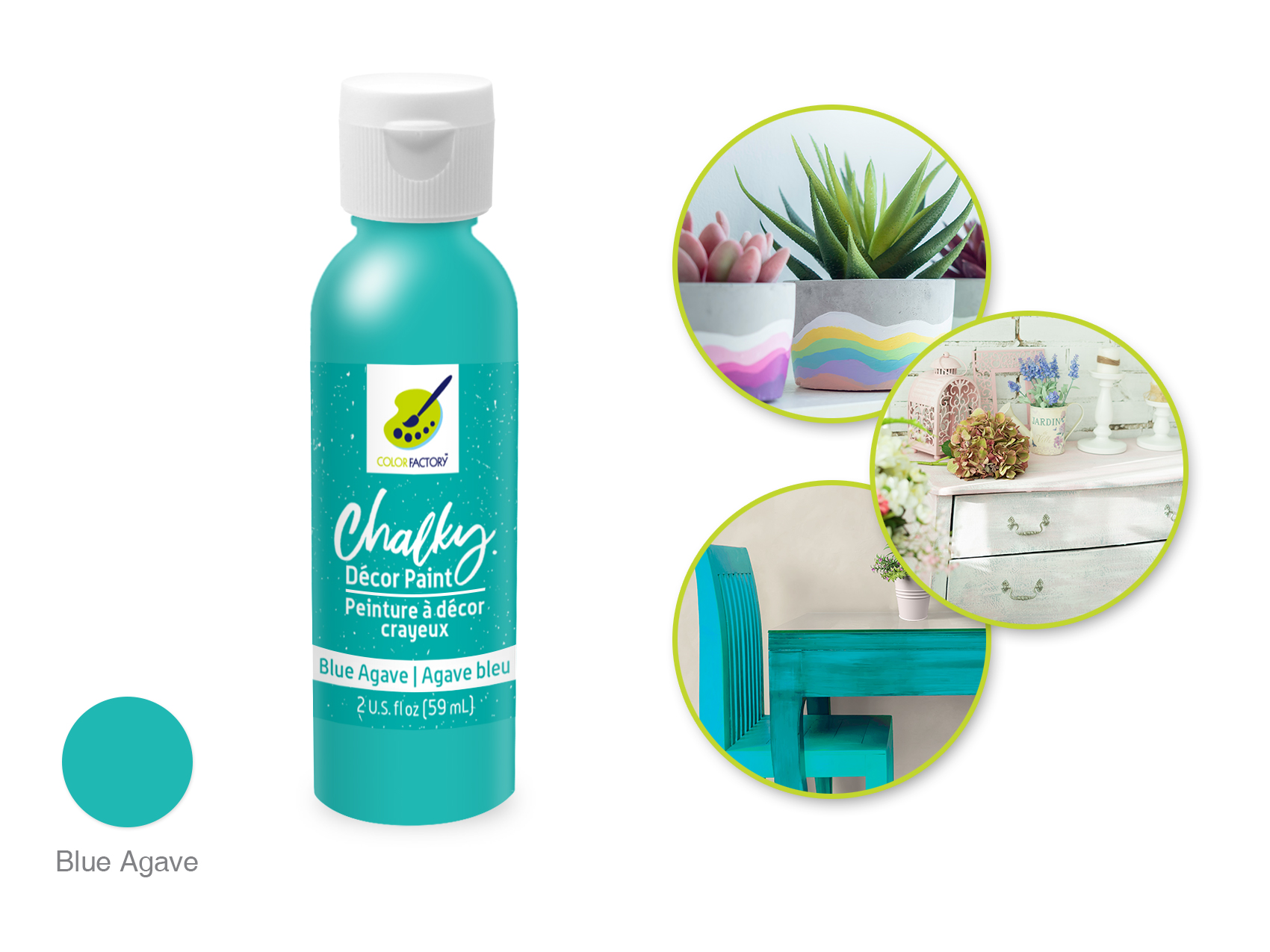 Color Factory Chalky Decor Paint 2oz - Blue Agave
