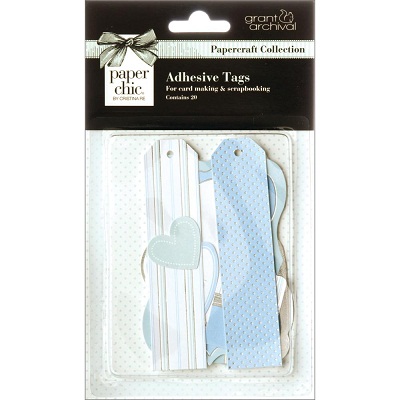 Grant Studios Paper Chic Adhesive Tags - Blue