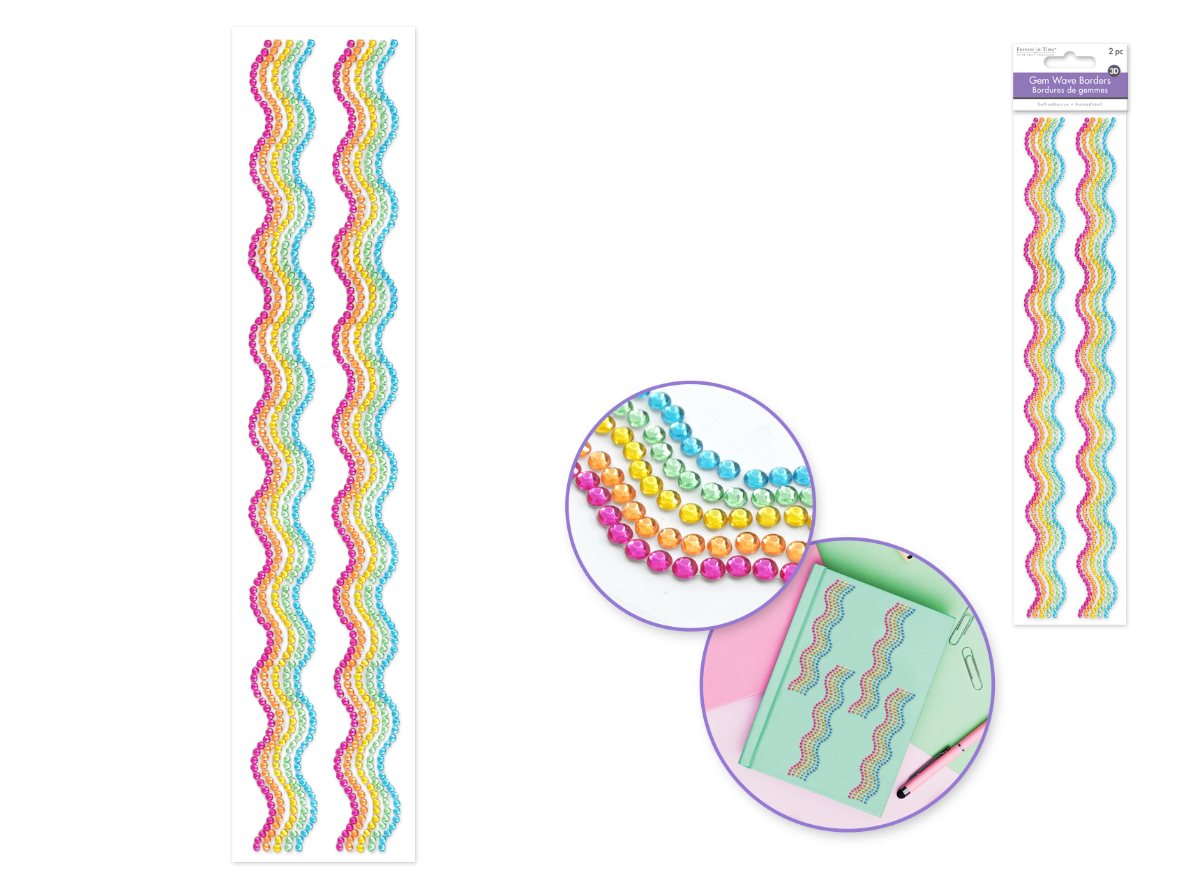 Forever In Time 3D Gem Wave Borders x2 12\"-Jewel