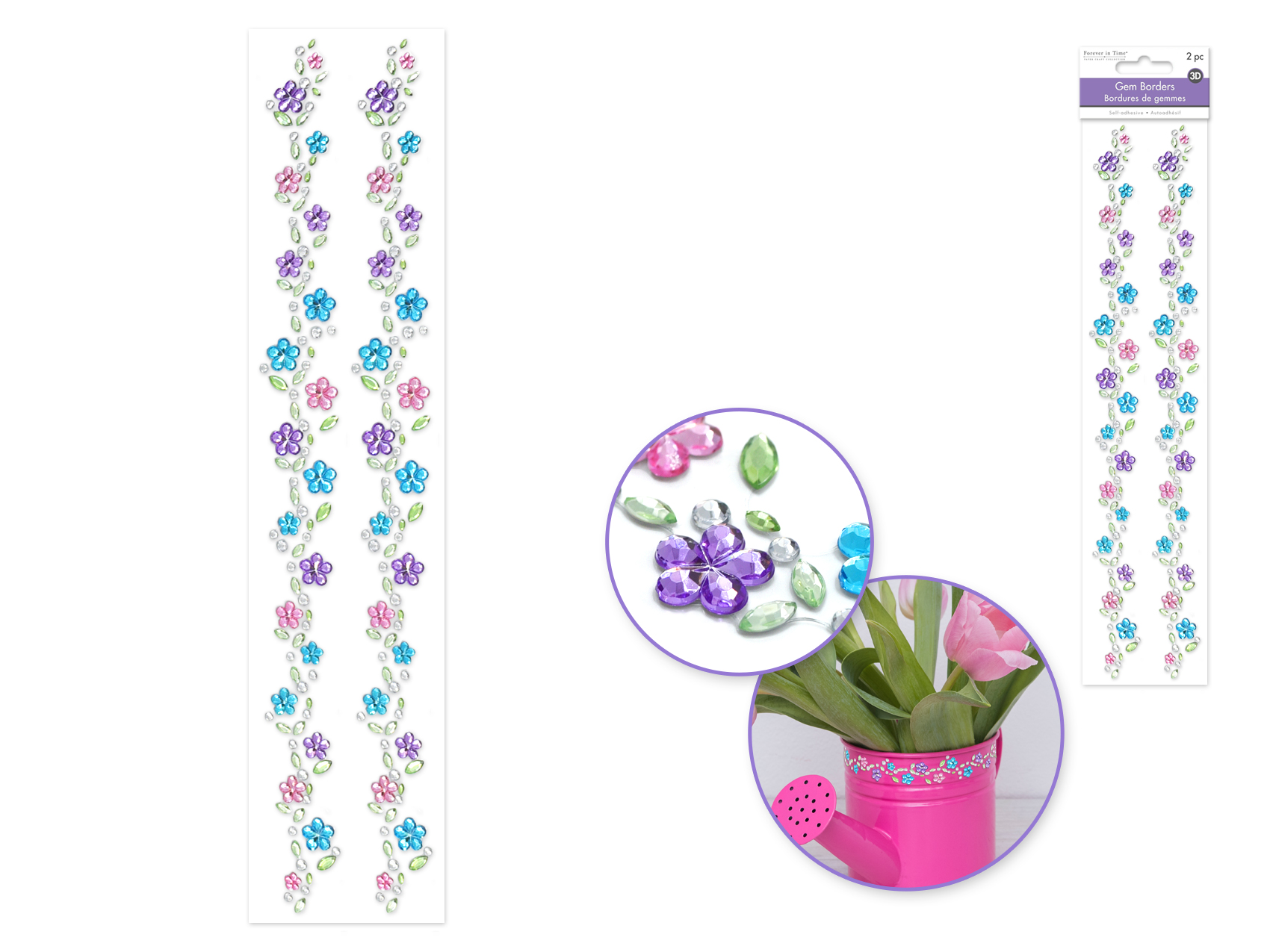 Forever In Time 3D Gem Borders x2 12\"- Daisy Vine Dainty
